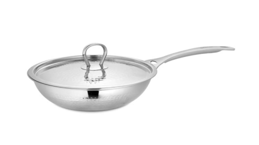 Shri & Sam Stainless Steel Platinum Hammered Heavy Weight Fry Pan